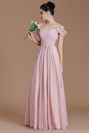 Robe demoiselle d'honneur en chiffon avec sans manches a-ligne ruché avec zip - Photo 6