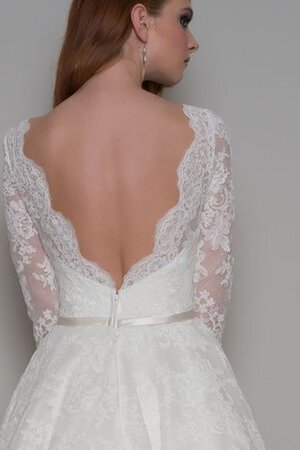 Halbe Ärmeln Zickzack Ausschnitt A-Line plissiertes luxus romantisches Brautkleid - Bild 2