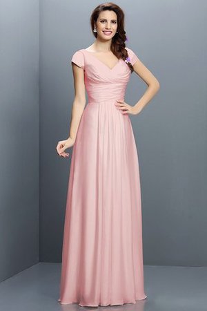 Robe demoiselle d'honneur plissé avec zip en chiffon de princesse a-ligne - Photo 21