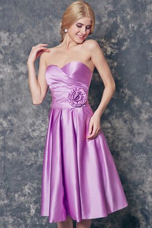 Robe demoiselle d'honneur moderne avec sans manches de longueur à genou avec fleurs en satin - Photo 5