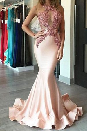 Normale Taille Meerjungfrau Neckholder Ärmelloses Ballkleid mit Applikation - Bild 1
