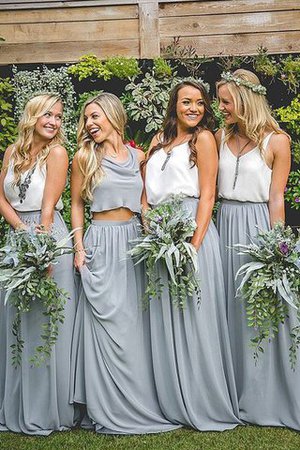 Ärmellos Prinzessin A-Line Normale Taille Brautjungfernkleid mit V-Ausschnitt - Bild 1