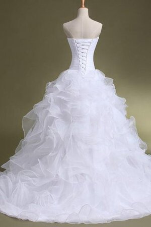 Abito da Sposa in Raso in Pizzo A Terra con Perline Cerniera in Organza - Foto 3