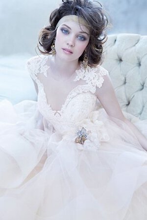 Vestido de Novia de Corte Evasé en Tul de Escote en V de Baja escote en V de Sin mangas - Foto 6