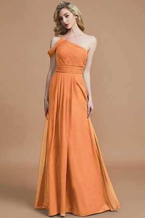 Robe demoiselle d'honneur naturel de princesse en chiffon jusqu'au sol a-ligne - Photo 25