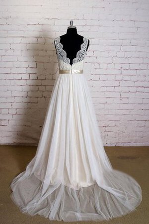 Robe de mariée naturel majestueux en tulle avec sans manches avec décoration dentelle - Photo 2