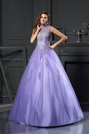 Perlenbesetztes Hoher Kragen Duchesse-Linie Anständiges Quinceanera Kleid mit Applikation - Bild 1