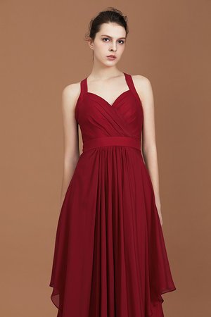 A-Line Gerüschtes Gewinnend Bodenlanges Brautjungfernkleid aus Chiffon - Bild 7