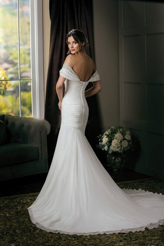 Robe de mariée avec perle d'epaule ecrite avec cristal entrecroisé ruché - Photo 2