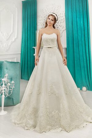Abito da Sposa A Terra Fuori dalla spalla con Applique in Pizzo con Fiocco con Mezze Maniche - Foto 6