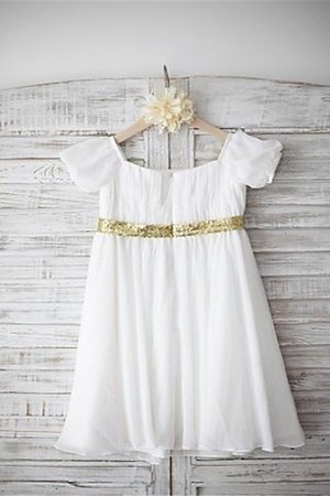 Bateau Chiffon Bodenlanges Blumenmädchenkleid mit Blume mit Reißverschluss - Bild 2