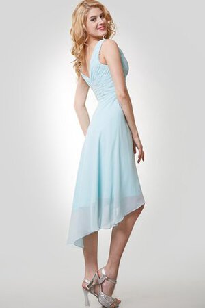 Gerüschtes Ärmelloses plissiertes vorn kurz hinten lang A-Line Brautjungfernkleid - Bild 4