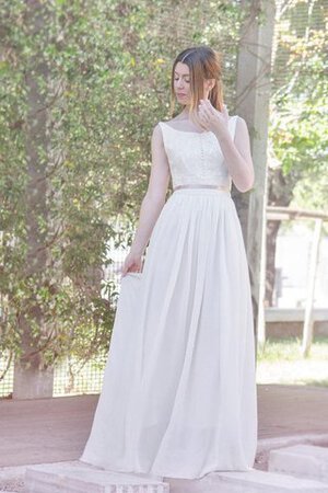 Strand Ärmellos Schaufel-Ausschnitt A-Linie plissiertes Brautkleid mit Bordüre - Bild 4