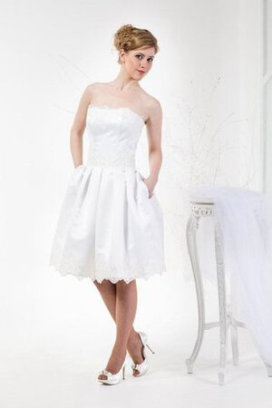 Vestido de Novia de Corte-A de Hasta la Rodilla de Natural de Cremallera de Plisado - Foto 2