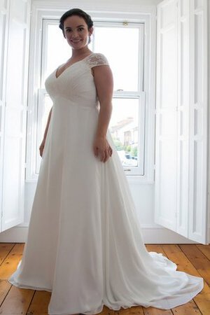 Chiffon gerüschtes legeres stilvolles schlichtes Brautkleid mit gekappten Ärmeln - Bild 1