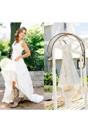Gericht Schleppe natürliche Taile Spitze Garten glamouröses Brautkleid mit gekappten Ärmeln - Bild 3
