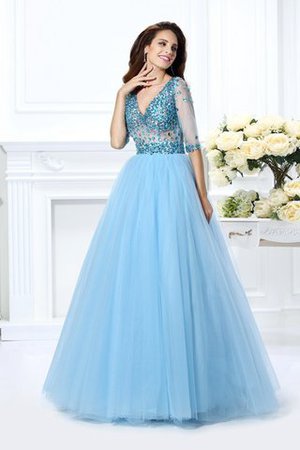 Vestido de Quinceañeras de Largo de Abalorio de Hasta el suelo de Escote en V - Foto 1