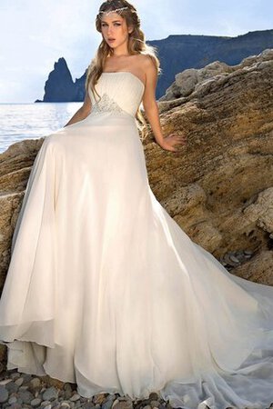 Abito da Sposa Naturale senza spalline A Terra Semplice A-Line a Spiaggia - Foto 3