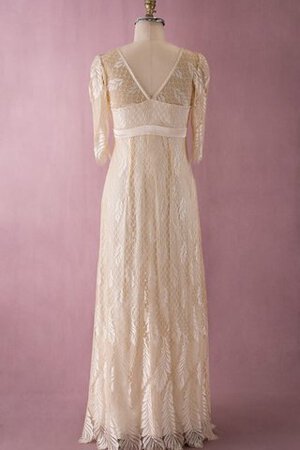 Abito da Sposa con Mezze Maniche A-Line in Pizzo Semplice V-Scollo in pizzo - Foto 3