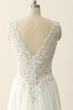 Abito da Sposa sexy Lungo con Perline in pizzo in Chiffon in Pizzo - Foto 5
