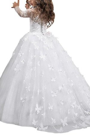 Duchesse-Linie Tüll Bodenlanges Blumenmädchenkleid mit Natürlicher Taille mit Blume - Bild 2