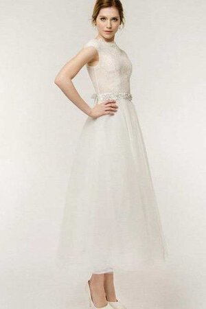 Robe de mariée simple appliques avec manche courte avec ruban - Photo 3