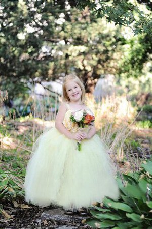 Duchesse-Linie Tüll bodenlanges Blumenmädchenkleid mit Schleife mit gekappten Ärmeln - Bild 5