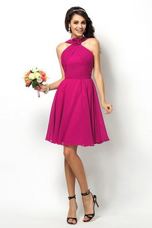 Robe demoiselle d'honneur naturel bref de col haut ligne a de princesse - Photo 11