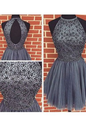 Ärmelloses Tüll A-Linie Perlenbesetztes Prinzessin Abiballkleid - Bild 2