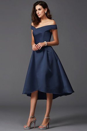 A Linie Schulterfrei Hoch Niedrig Rocklänge-asymmetrisches Mini Brautjungfernkleid - Bild 9