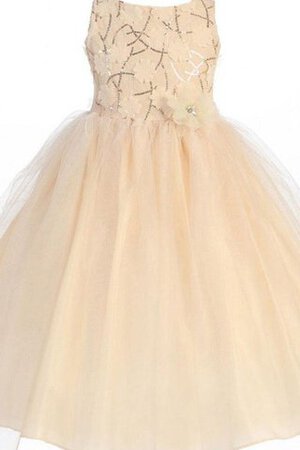 A-Line Ärmelloses Schaufel-Ausschnitt Blumenmädchenkleid mit Applike - Bild 1