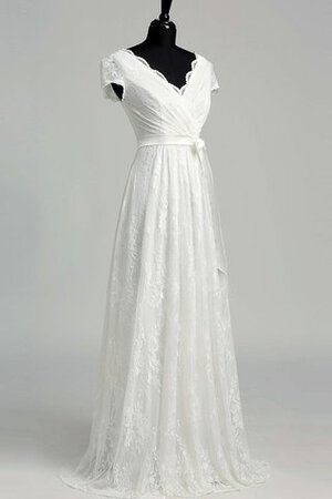 Reißverschluss Spitze stilvolles legeres Brautkleid mit Gürtel mit gekappten Ärmeln - Bild 4