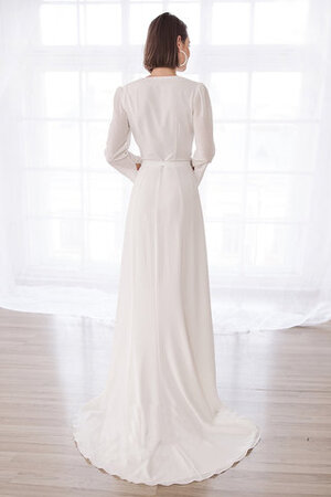 Abito da sposa cerniera onorevole v-scollo con maniche lunghe in chiffon a-line - Foto 2
