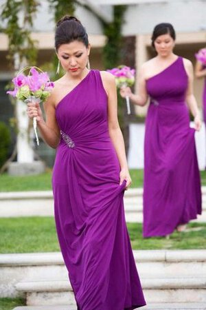 Robe demoiselle d'honneur plissé avec perle avec sans manches fermeutre eclair a-ligne - Photo 1