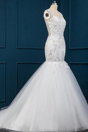 Perlenbesetztes Spitze Ärmellos natürliche Taile Meerjungfrau Stil Brautkleid mit Bordüre - Bild 3