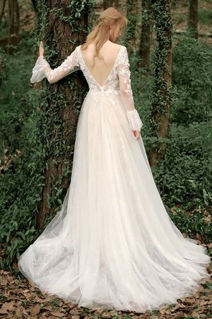 Robe de mariée en tulle jusqu'au sol avec manche longue spécial salle interne - Photo 2