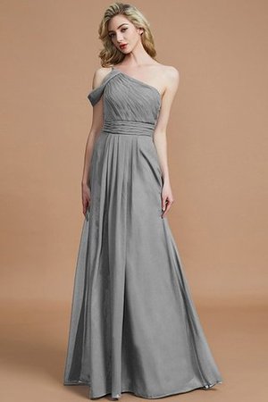 Robe demoiselle d'honneur naturel de princesse en chiffon jusqu'au sol a-ligne - Photo 34