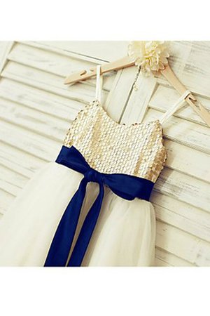 Robe de cortège enfant brillant naturel ligne a en tulle bretelles spaghetti - Photo 4