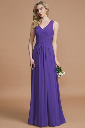 Prinzessin Normale Taille Bodenlanges Brautjungfernkleid aus Chiffon mit V-Ausschnitt - Bild 29