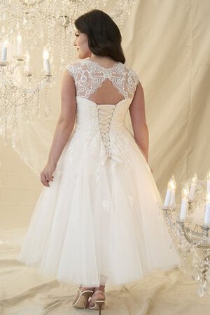 Robe de mariée luxueux en tulle avec manche courte trou de serrure a-ligne - Photo 2