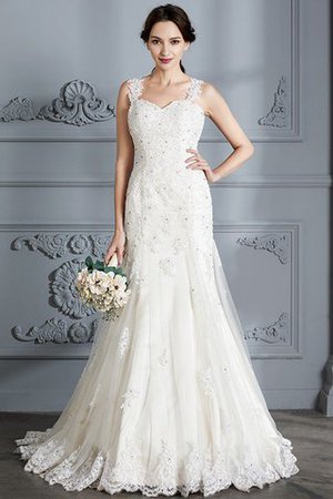 Robe de mariée naturel de traîne moyenne manche nulle de sirène au bord de la mer - Photo 3