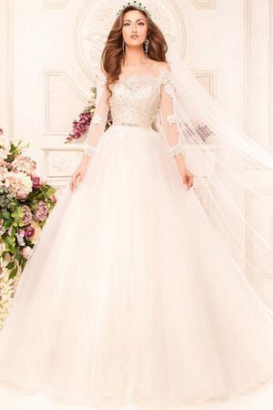 Abito da Sposa stravagante con Applique largo con Perline medievale con Maniche Lunghe - Foto 1