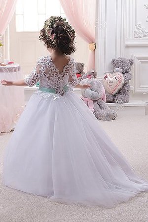 Robe de cortège enfant naturel de mode de bal avec fleurs en tulle au niveau de cou - Photo 2