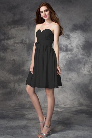 Robe demoiselle d'honneur naturel courte ligne a col en forme de cœur en chiffon - Photo 2