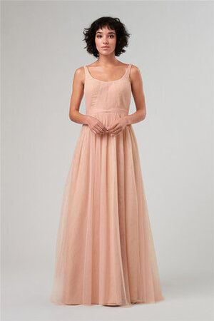 Robe demoiselle d'honneur avec sans manches en satin textile en tulle passionnant longue - Photo 1