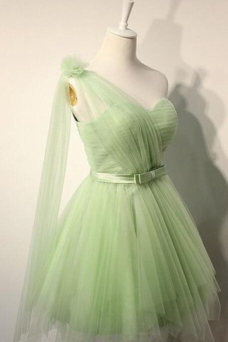 Reißverschluss Tüll natürliche Taile ein Träger Abiballkleid mit Blume ohne Ärmeln - Bild 2