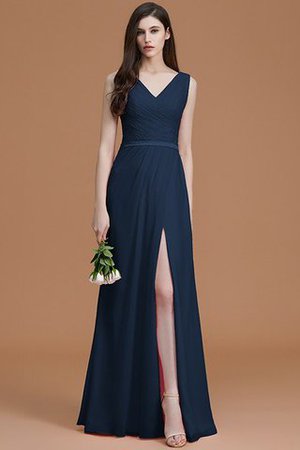 Normale Taille Gerüschtes Prinzessin Bodenlanges Brautjungfernkleid ohne Ärmeln - Bild 16