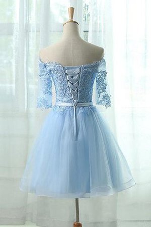 Abito Laurea in Tulle Fuori dalla spalla Semplice in pizzo in Organza con Mezze Maniche - Foto 2