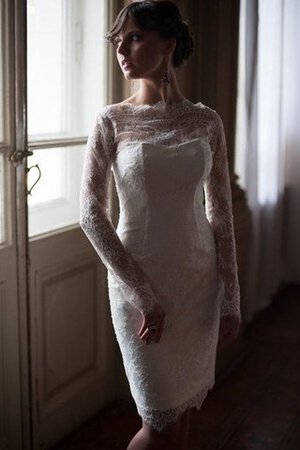 Abito da Sposa Semplice con Maniche Lunghe Cuore in pizzo classico Cerniera - Foto 4