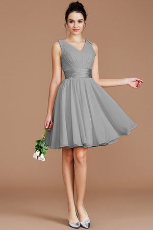 Normale Taille Ärmelloses Kurzes Brautjungfernkleid mit Gürtel mit Schleife - Bild 31